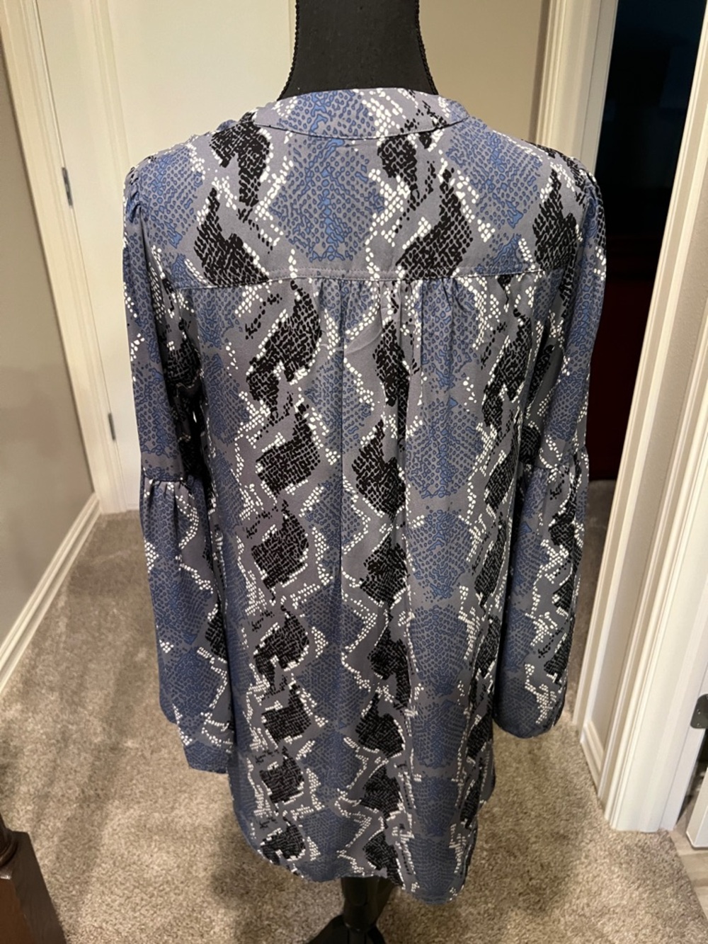 Buddy Love Blue, Black and White Patterned Button-Front Tunic - Picture 6 of 8